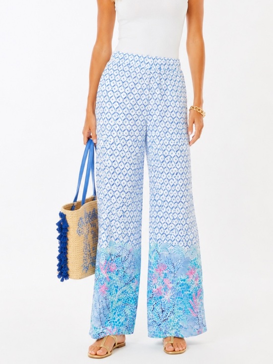 Lilly Pulitzer Pants - Lilly Pulitzer XS Blue White Palazzo Pants Resort Coastal Wide Leg